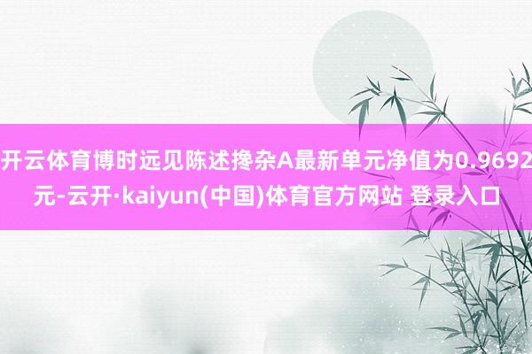 开云体育博时远见陈述搀杂A最新单元净值为0.9692元-云开·kaiyun(中国)体育官方网站 登录入口